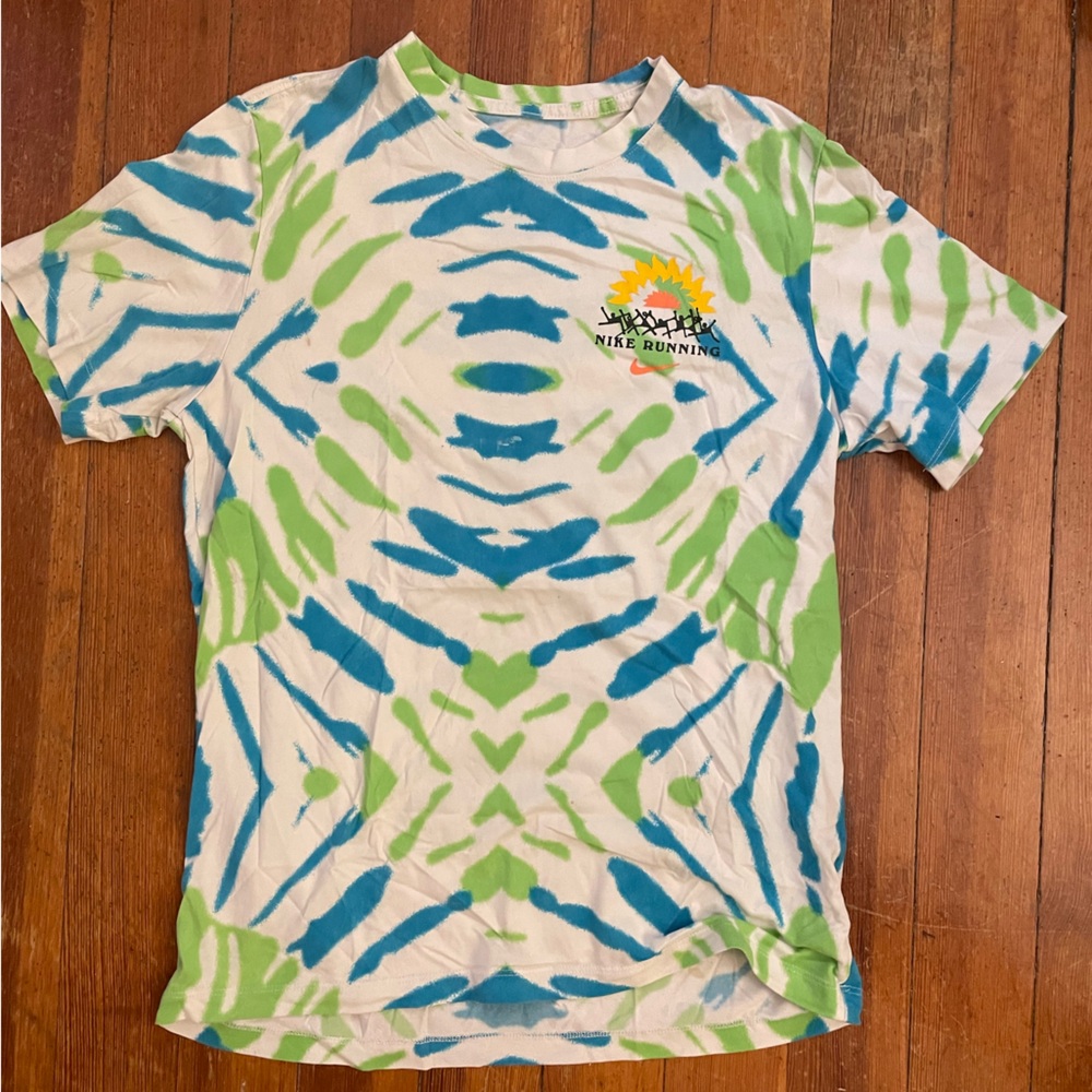 Nike Blue and Green Tie-Dye Tee